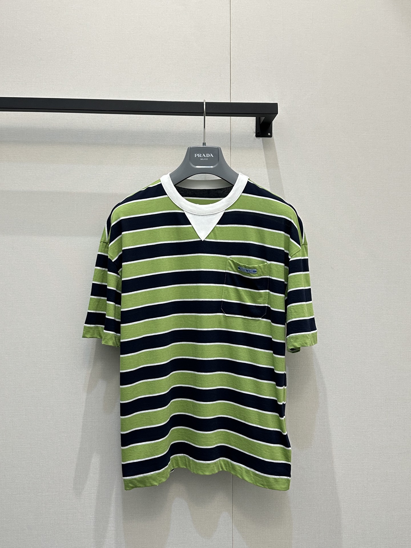 Prada 프라다 스트라이프 반팔 티셔츠 - 그린 & 네이비 의류