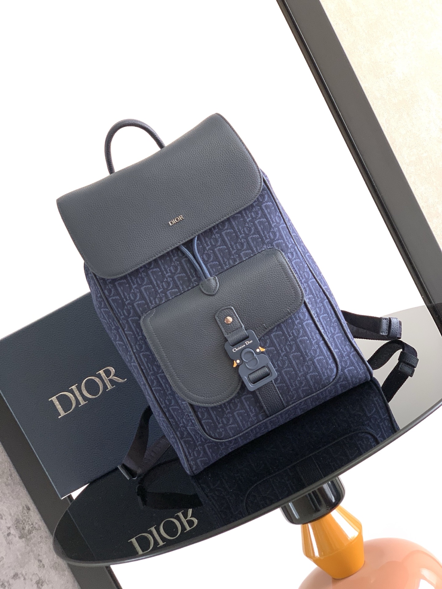Dior CD 디올 새들 플랩 백팩 네이비 오블리크 가방