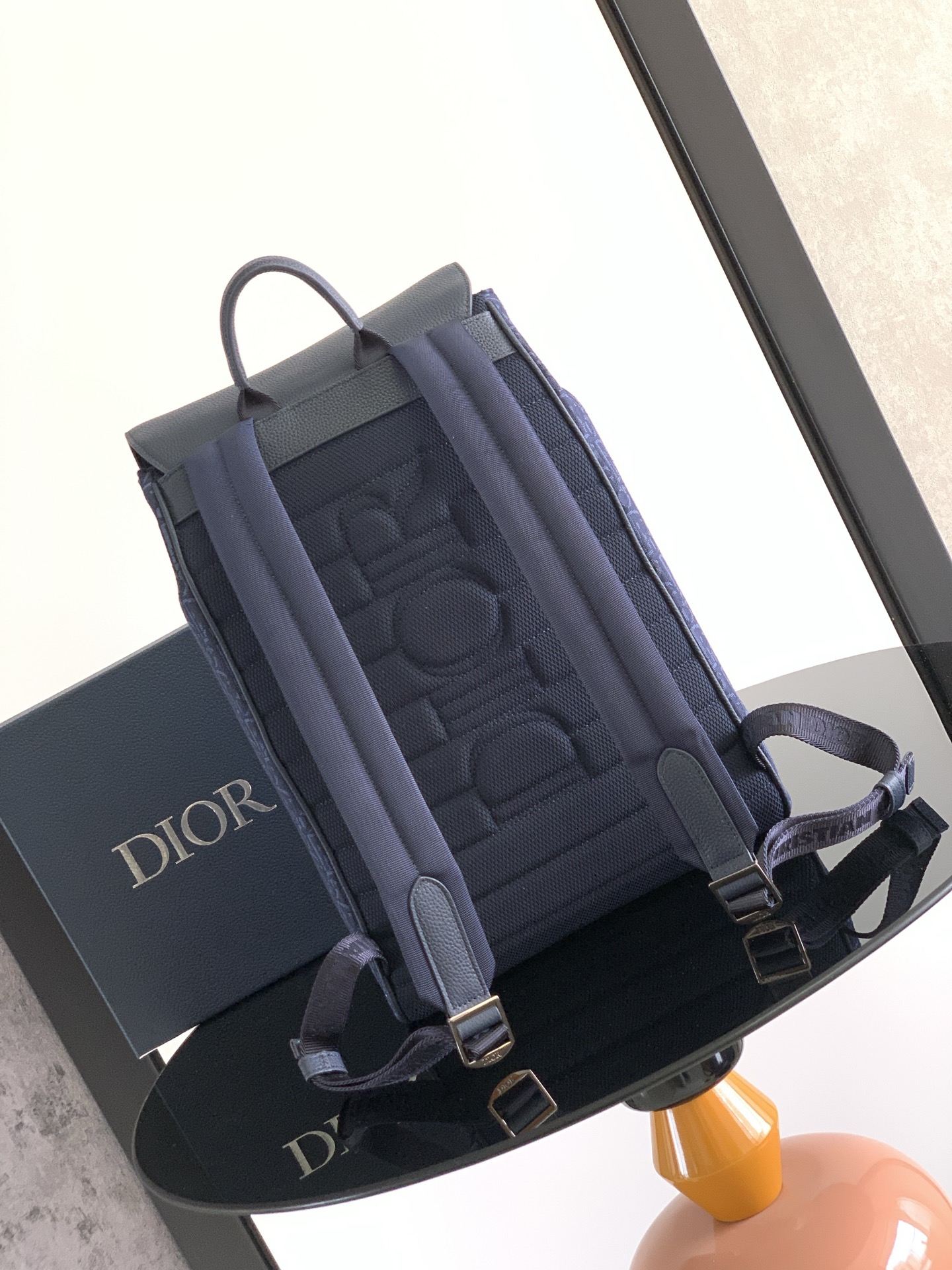 Dior CD 디올 새들 플랩 백팩 네이비 오블리크 가방