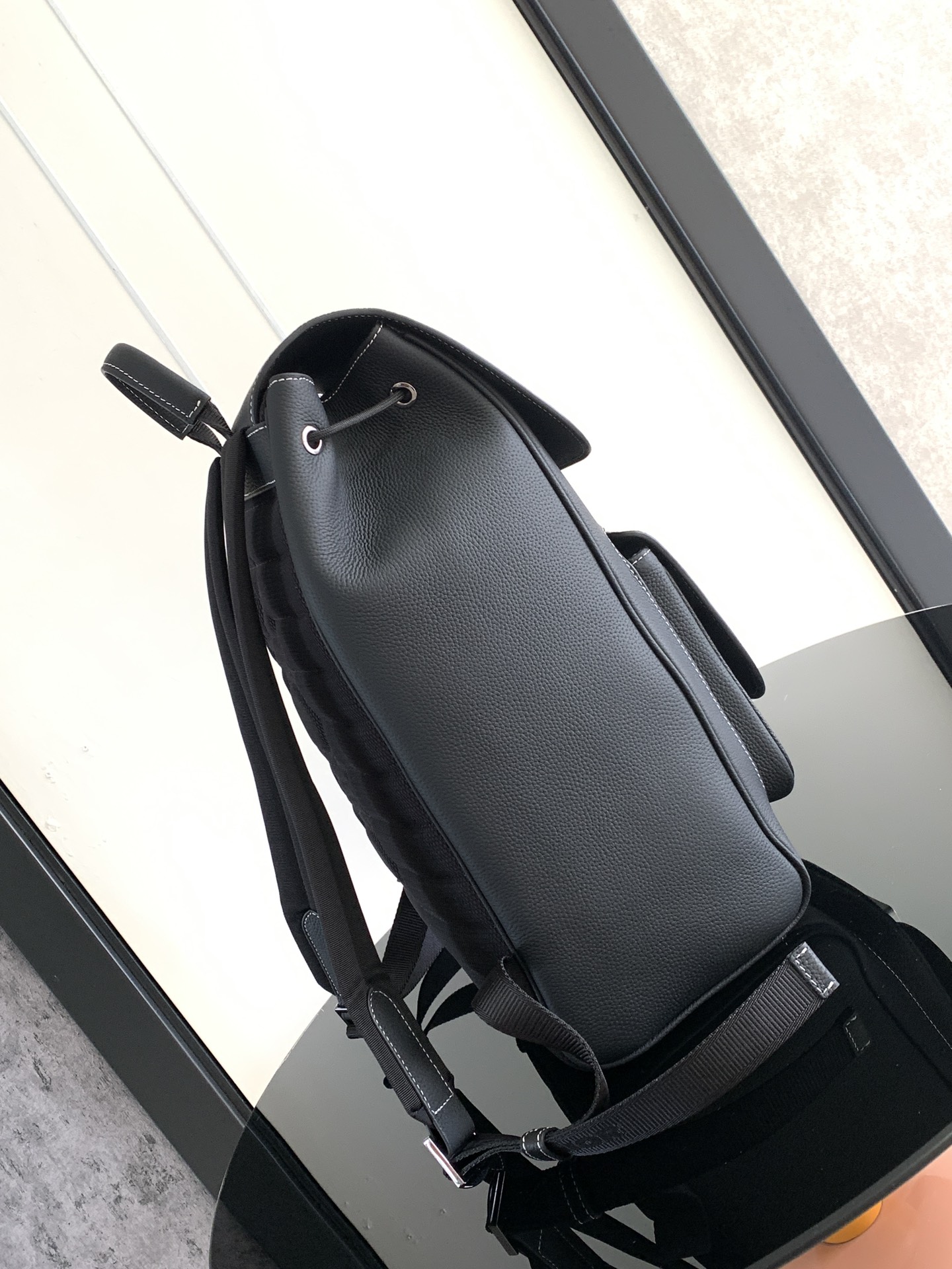 Dior CD 디올 새들 백팩 블랙 그레인 레더 가방