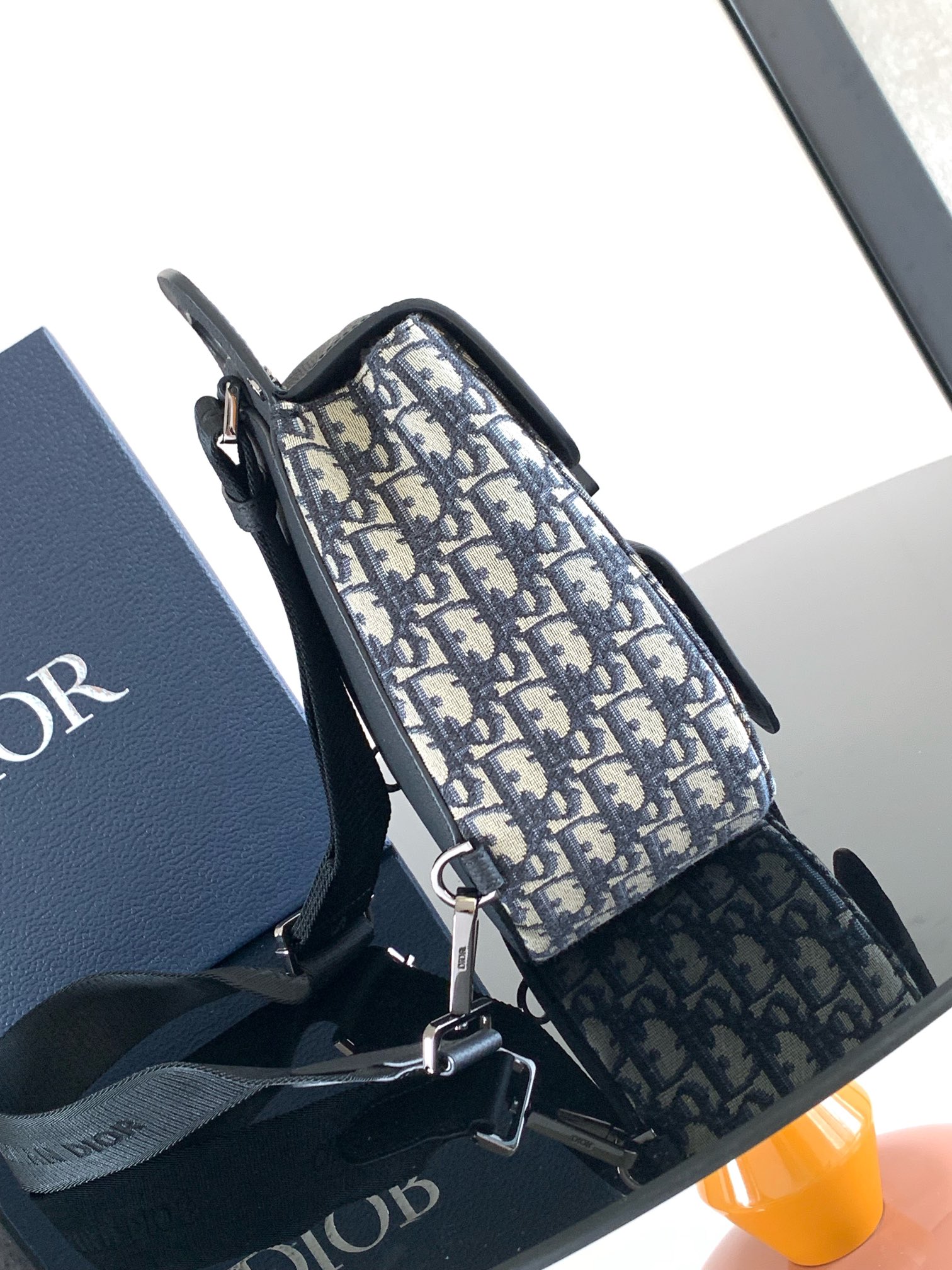 Dior CD 디올 갤롭(Gallop) 숄더백 (베이지 & 블랙 오블리크) 힙색 슬링백 가방