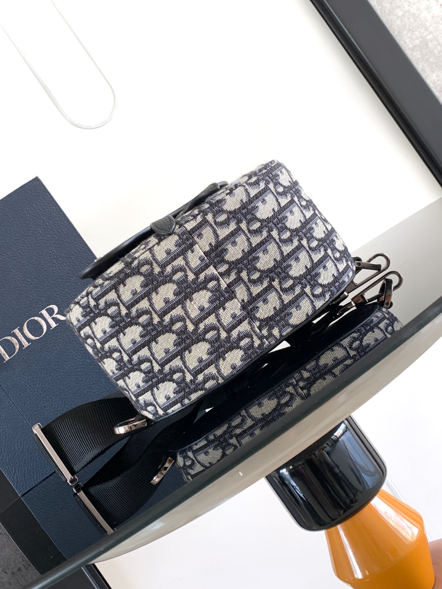 Dior CD 디올 갤롭(Gallop) 숄더백 (베이지 & 블랙 오블리크) 힙색 슬링백 가방