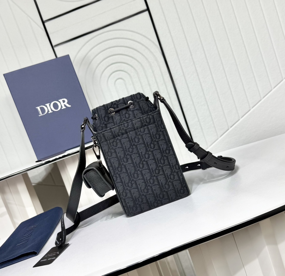 Dior CD 디올 미니 버킷백 (블랙 오블리크 & 블랙 레더) 크로스백 가방