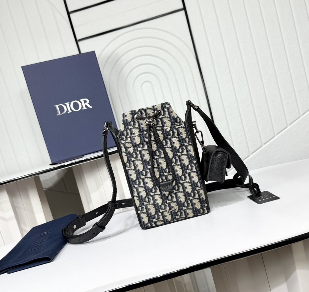 Dior CD 디올 미니 버킷백 (베이지 & 블랙 오블리크) 크로스백 가방