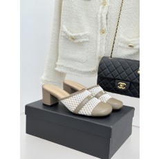 샤넬(CHANEL) 메쉬 콤비 미들힐 슬리퍼 샌들 신발