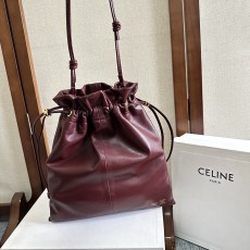 Celine 셀린느 트리옹프 드로우스트링 '복주머니' 백 숄더백 가방 (와인레드 램스킨)