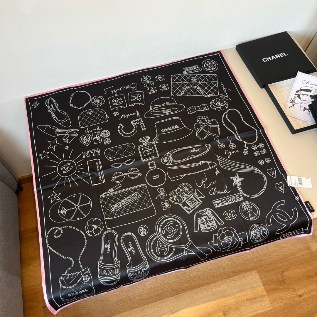 샤넬(CHANEL) 90 실크 트윌 스카프 목도리 스카프