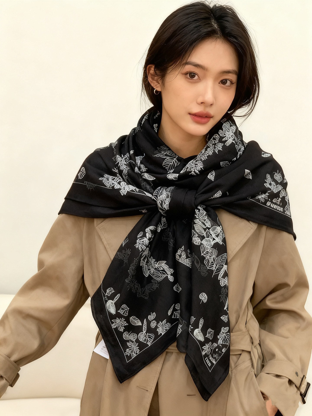 샤넬(CHANEL) 더블 실크 캐시미어 숄 목도리 스카프