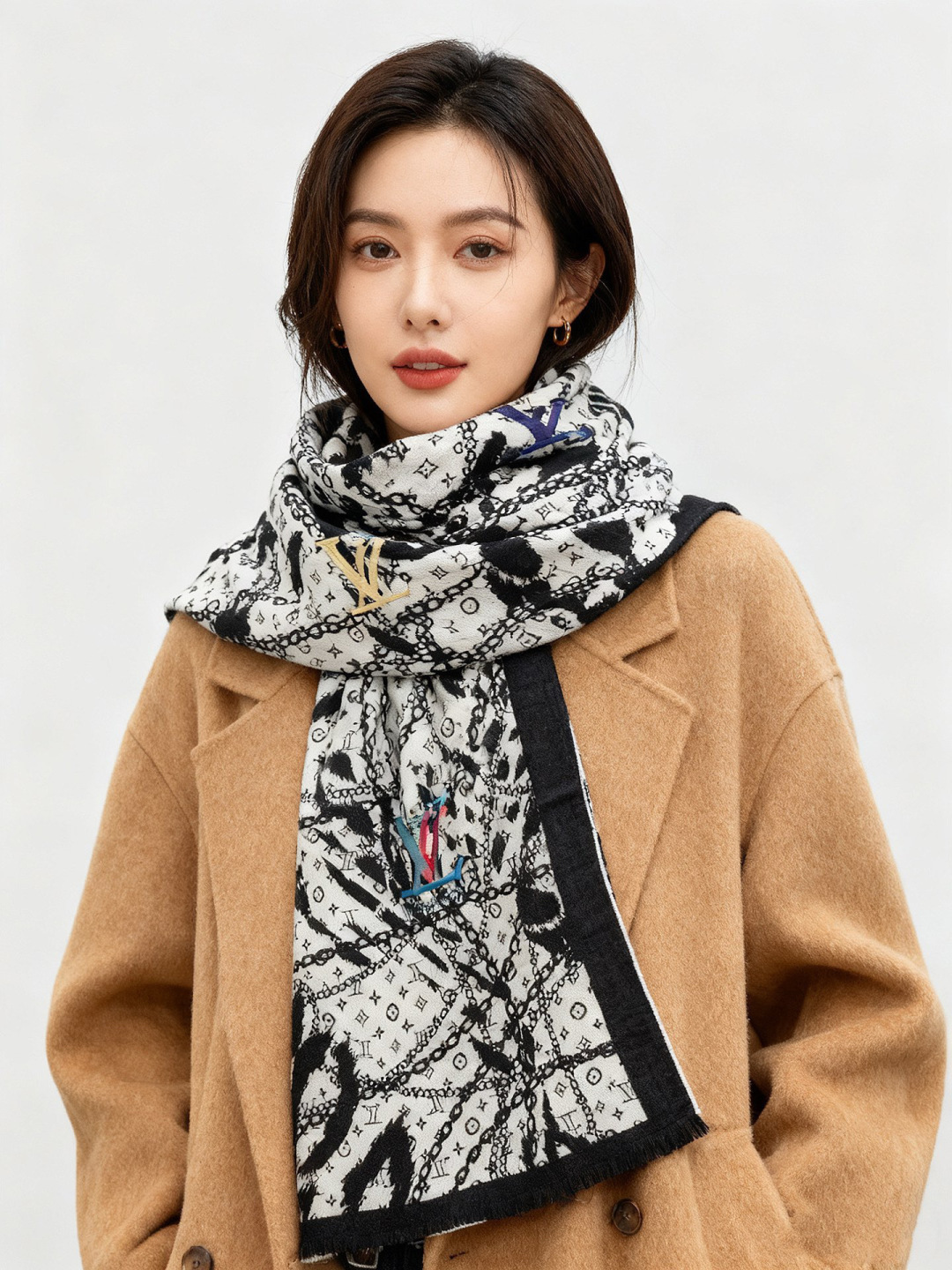 루이비통(LV) x 무라카미 다카시 멀티컬러 숄 목도리 스카프
