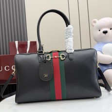 구찌(Gucci) 보르세토(Borsetto) 블랙 레더 핸드백 가방 라지