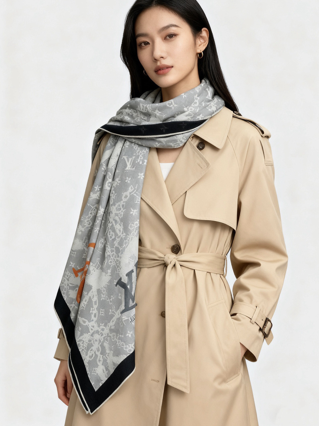 루이비통(LV) x 무라카미 다카시 멀티컬러 숄 목도리 스카프