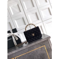 Chanel 샤넬 26C 진주 핸들 트위드 백 (블랙) 숄더백 가방 라지