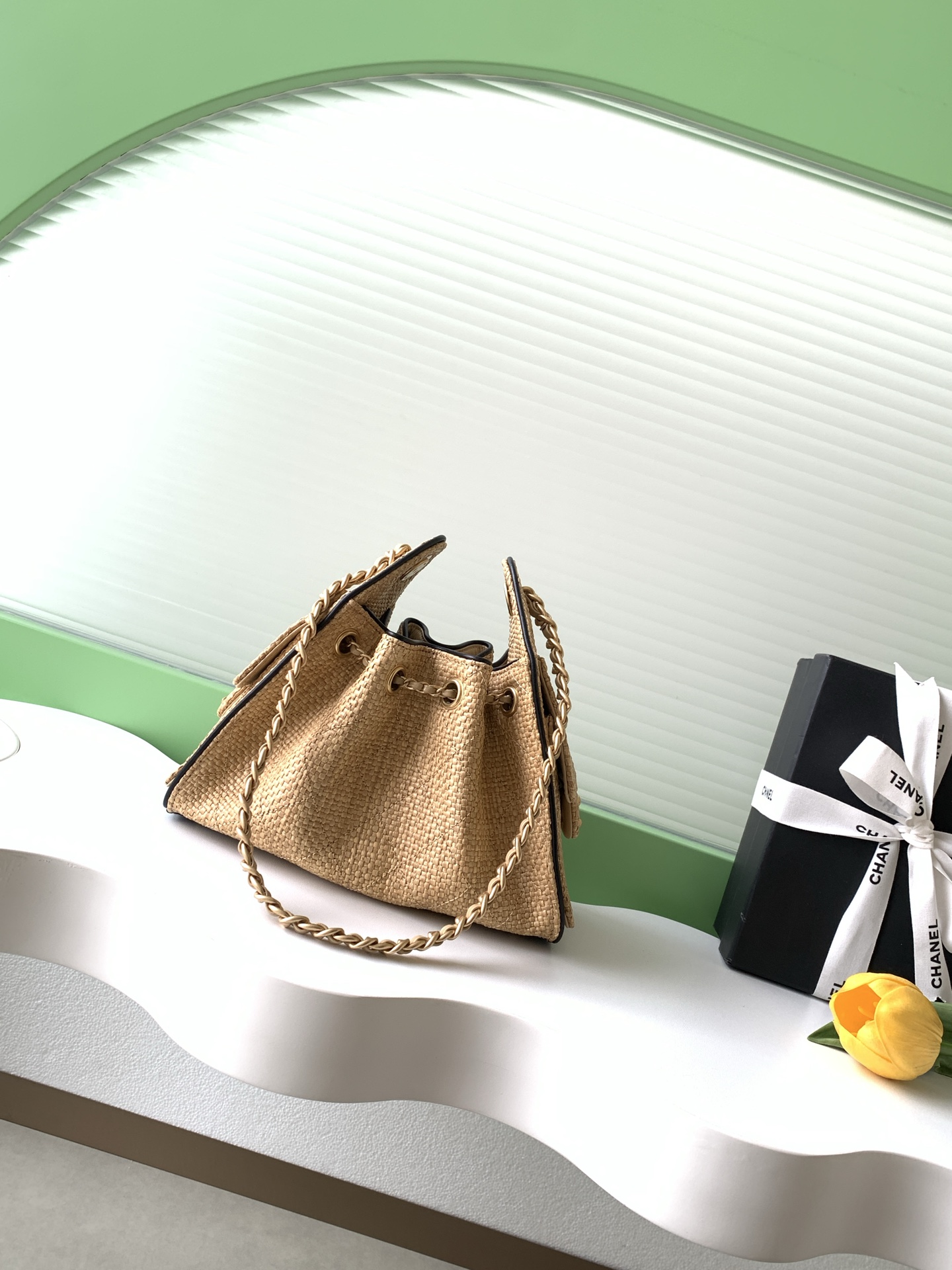 Chanel 샤넬 26P 라피아 버킷백 가방 스몰