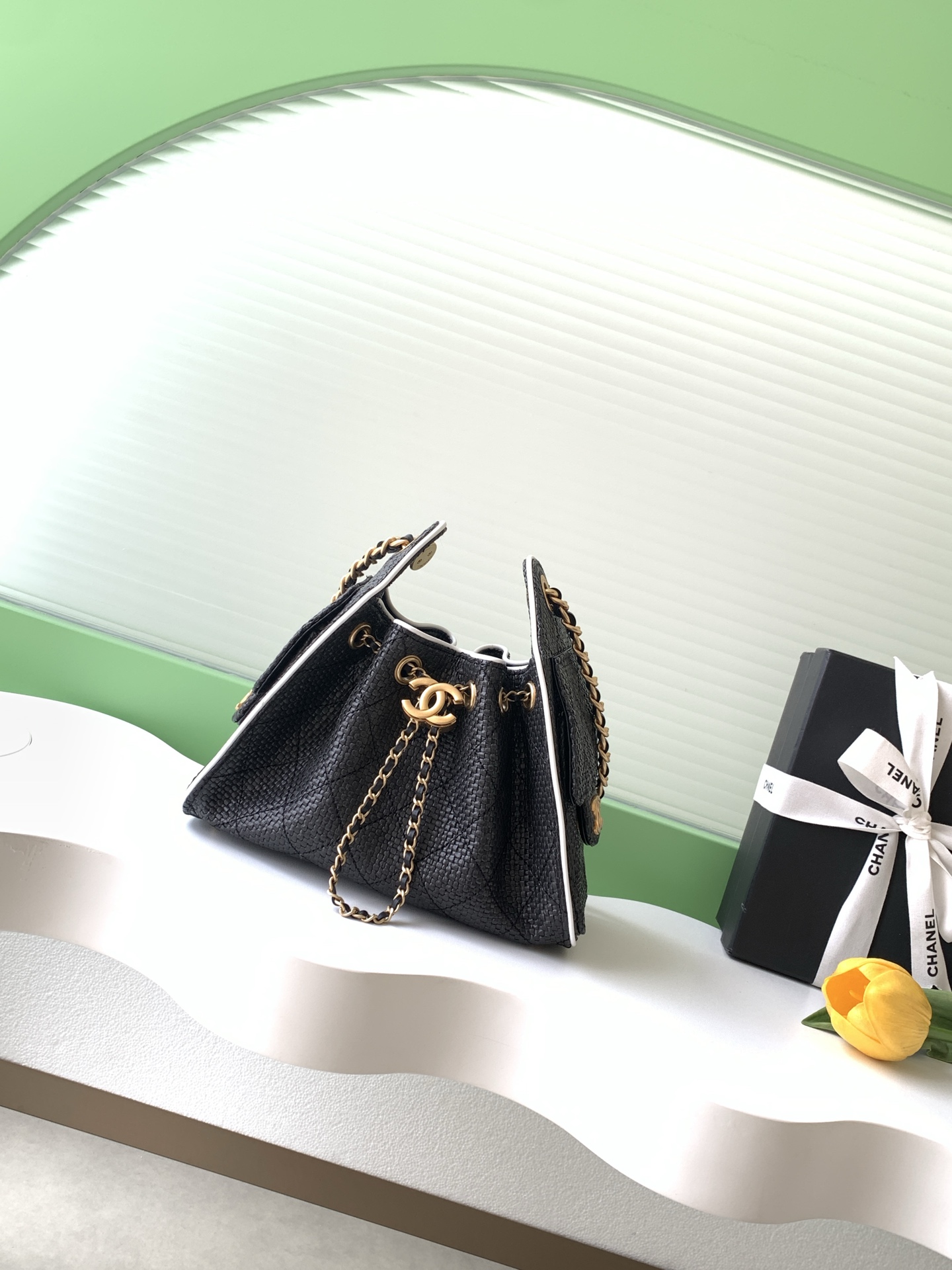 Chanel 샤넬 26P 라피아 버킷백 가방 스몰