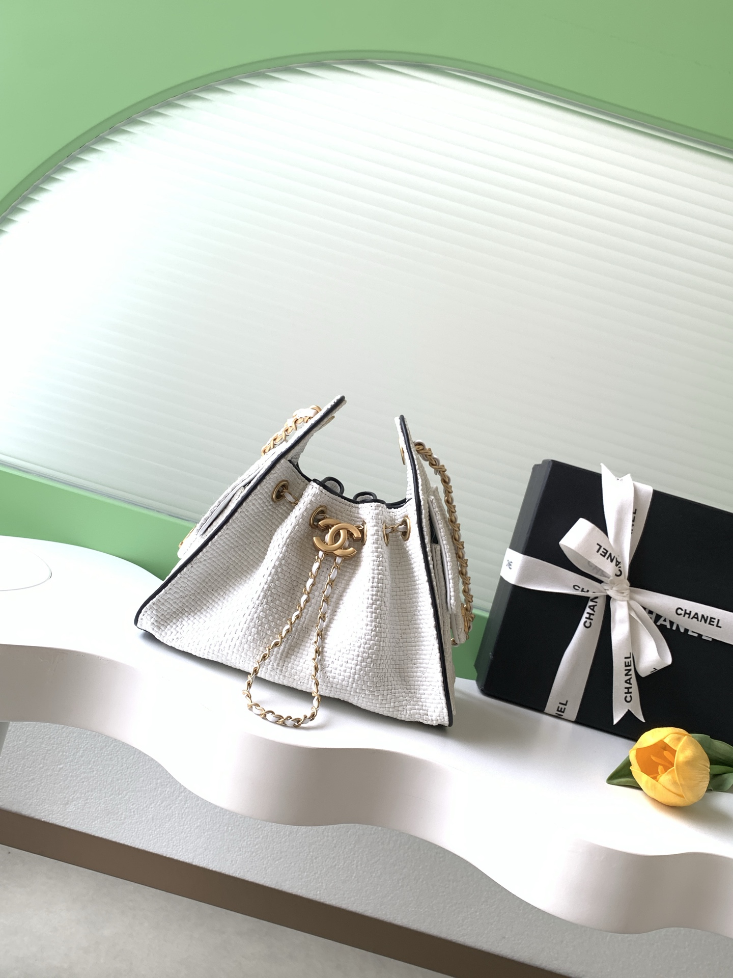 Chanel 샤넬 26P 라피아 버킷백 가방 스몰