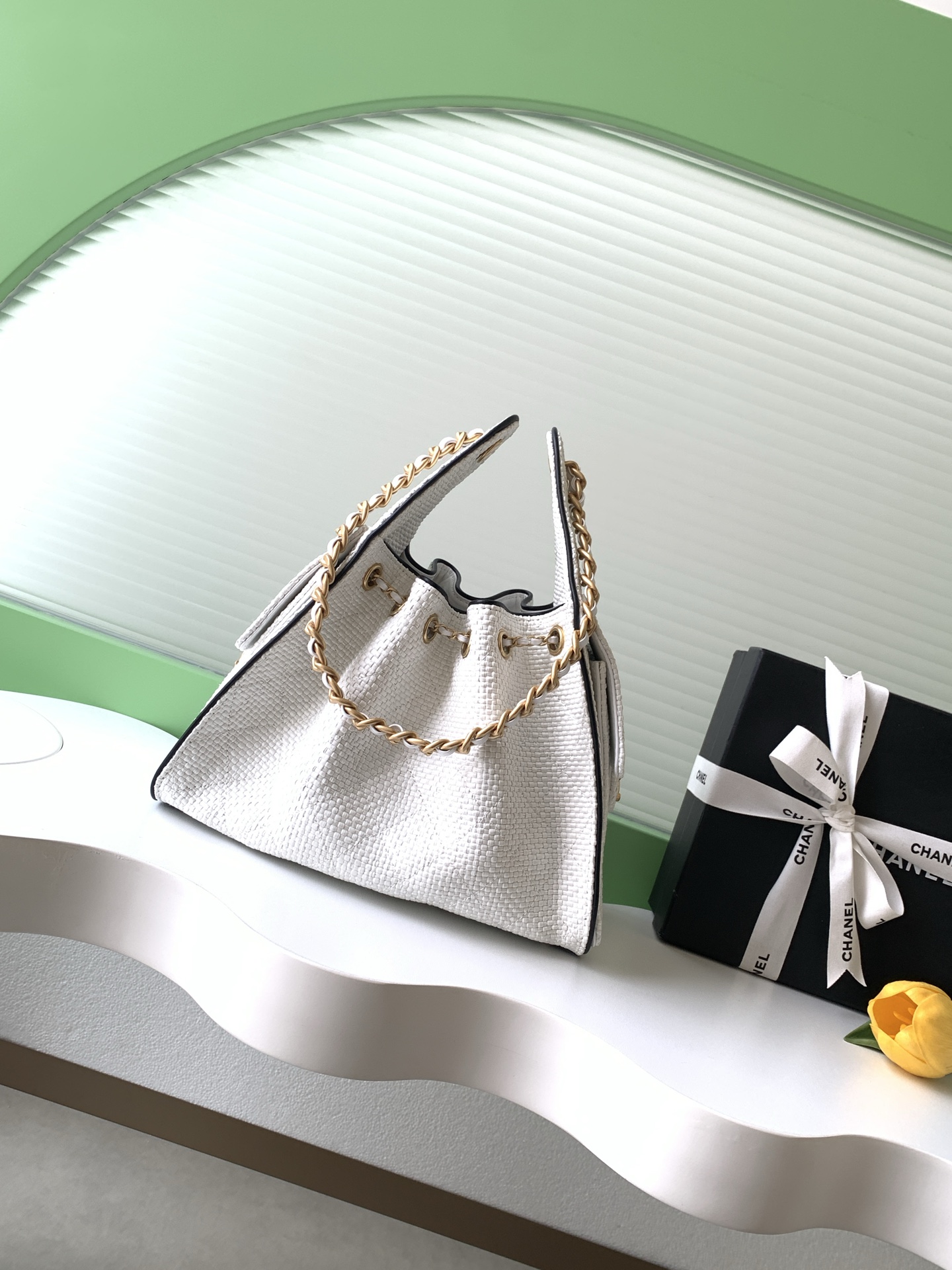 Chanel 샤넬 26P 라피아 버킷백 가방 라지