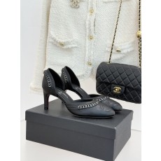 샤넬(CHANEL) 배색 컷아웃 힐 샌들 신발