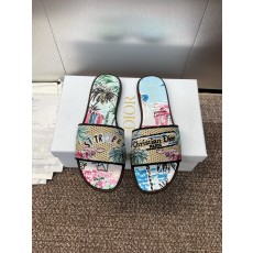 디올(DIOR) 라피아 자수 슬리퍼 샌들 신발