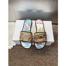 디올(DIOR) 라피아 자수 슬리퍼 샌들 신발
