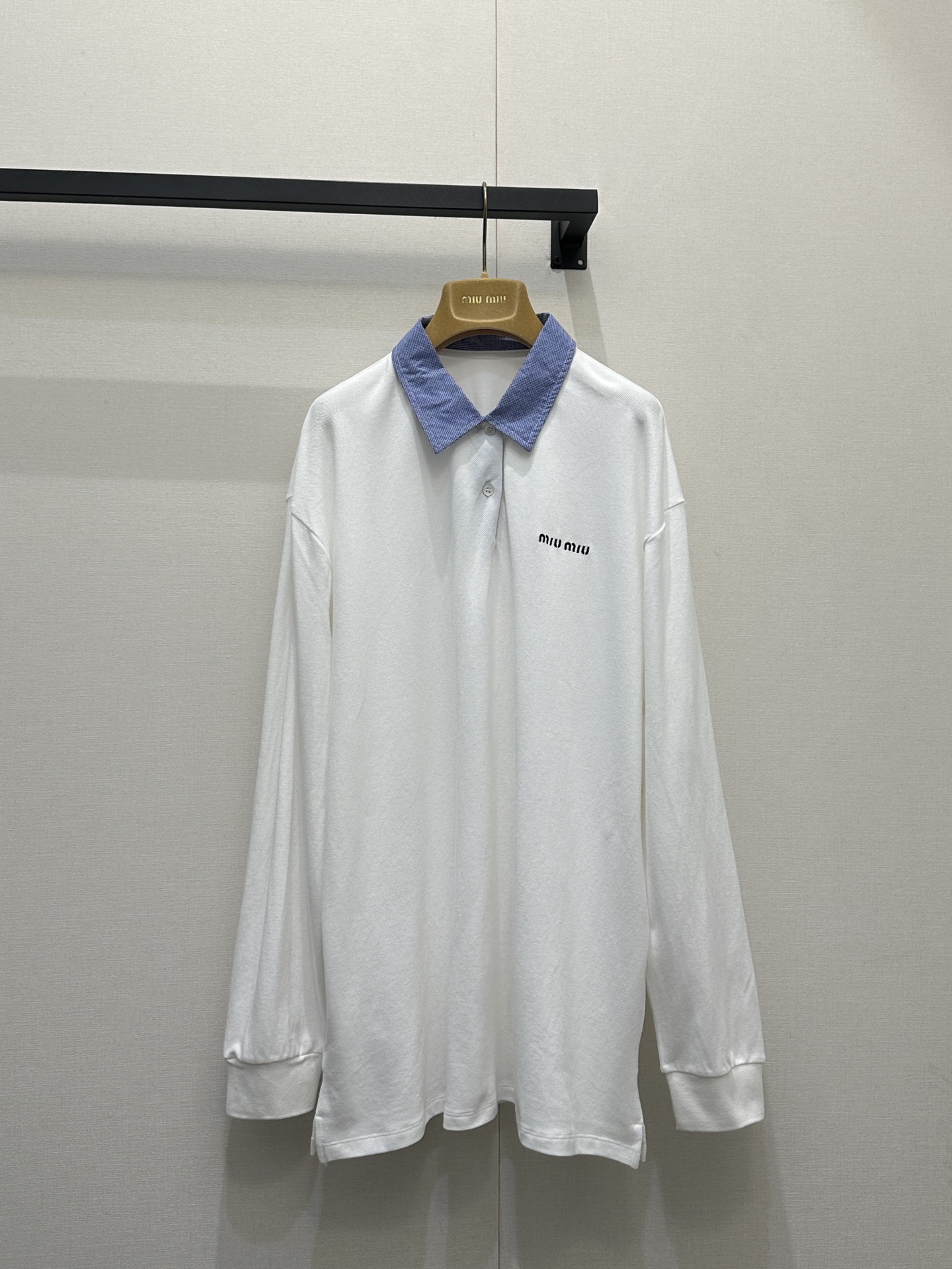 미우미우(Miu Miu) 체크 배색 레이어드 폴로 티셔츠 의류