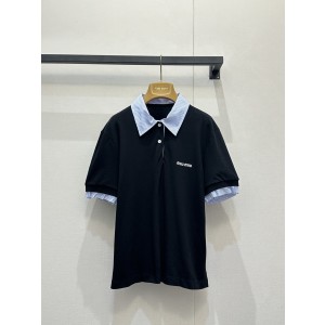 미우미우(Miu Miu) 레이어드 폴로 니트 티셔츠 의류