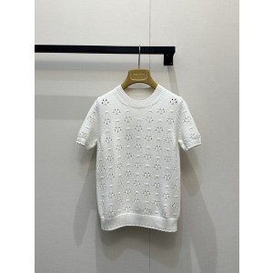 miumiu 미우미우 페미닌 펀칭 아일렛 반팔 니트 의류