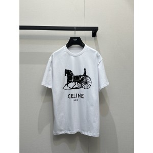 Celine 셀린느 마차 로고 프린팅 라운드 반팔 티셔츠 의류