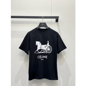 Celine 셀린느 마차 로고 프린팅 라운드 반팔 티셔츠 의류