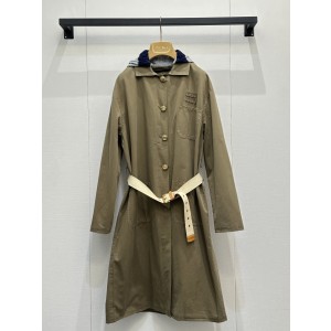 miumiu 미우미우 후드 레이어드 벨티드 코튼 트렌치 코트 자켓 재킷 의류