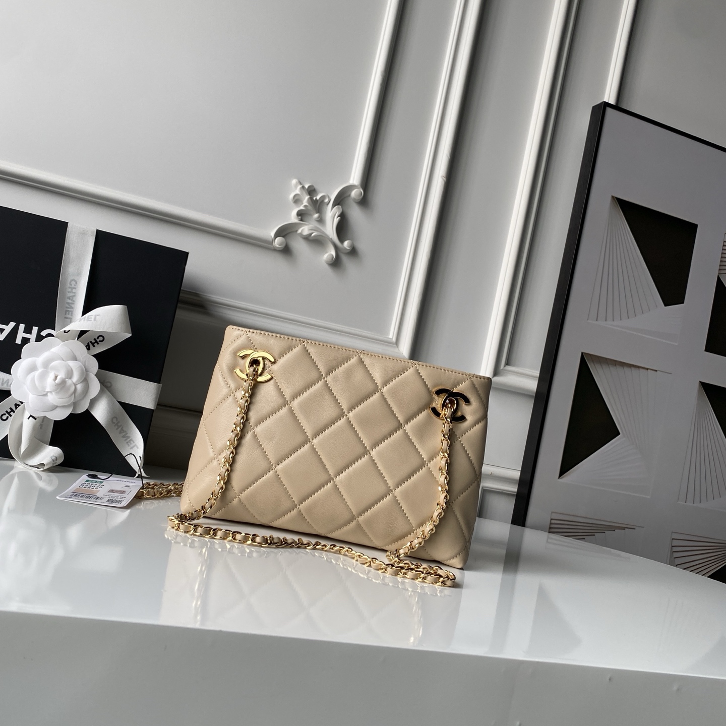 Chanel 샤넬 컬렉션 스몰 쇼핑백 숄더백 가방(램스킨) AS6248