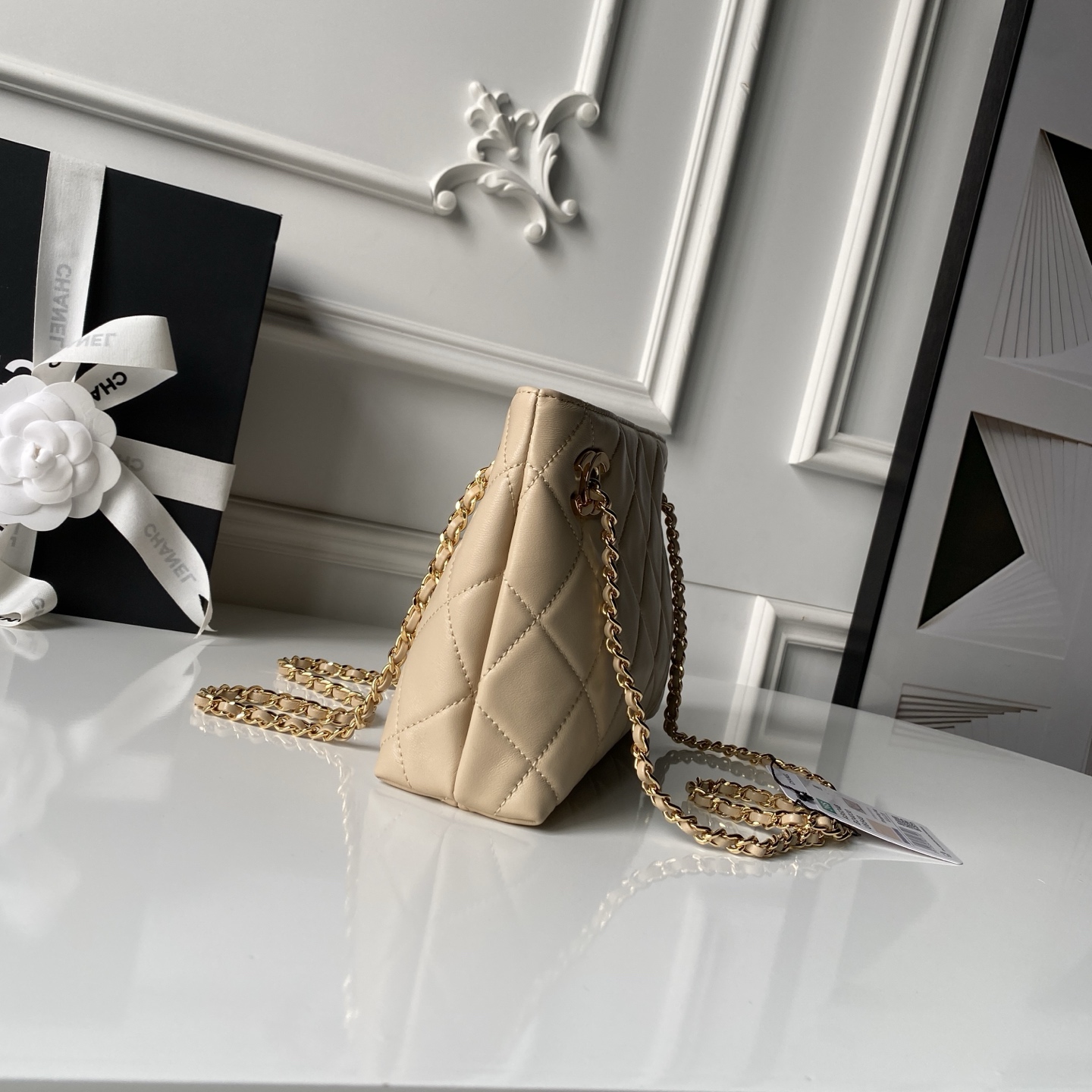 Chanel 샤넬 컬렉션 스몰 쇼핑백 숄더백 가방(램스킨) AS6248