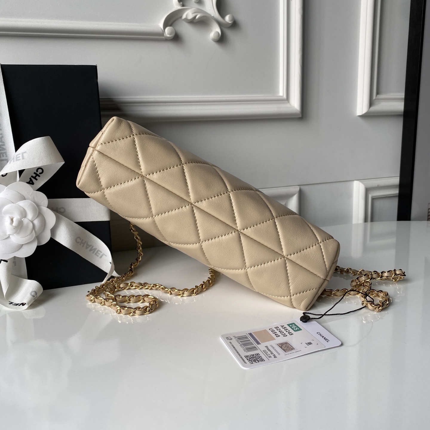 Chanel 샤넬 컬렉션 스몰 쇼핑백 숄더백 가방(램스킨) AS6248