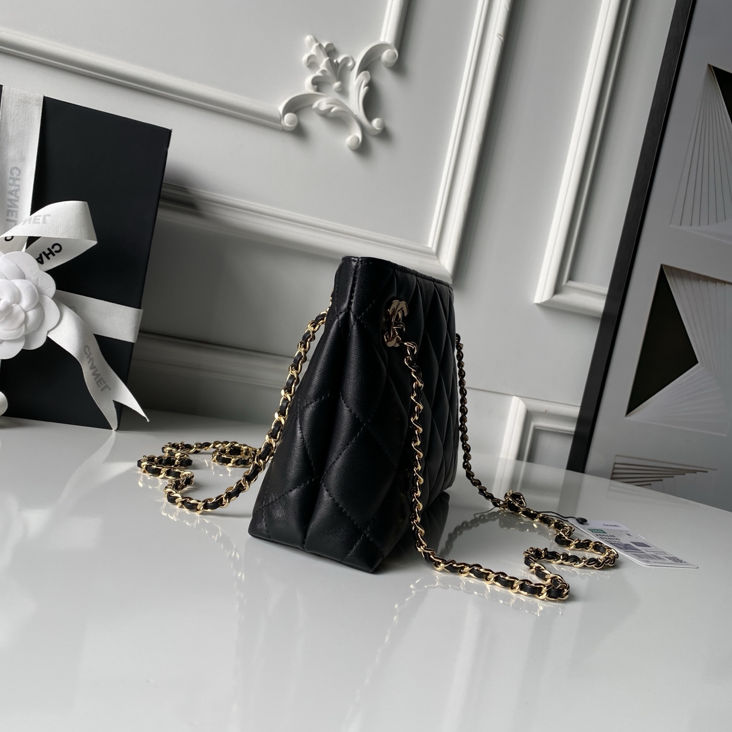 Chanel 샤넬 컬렉션 스몰 쇼핑백 숄더백 가방(램스킨) AS6248