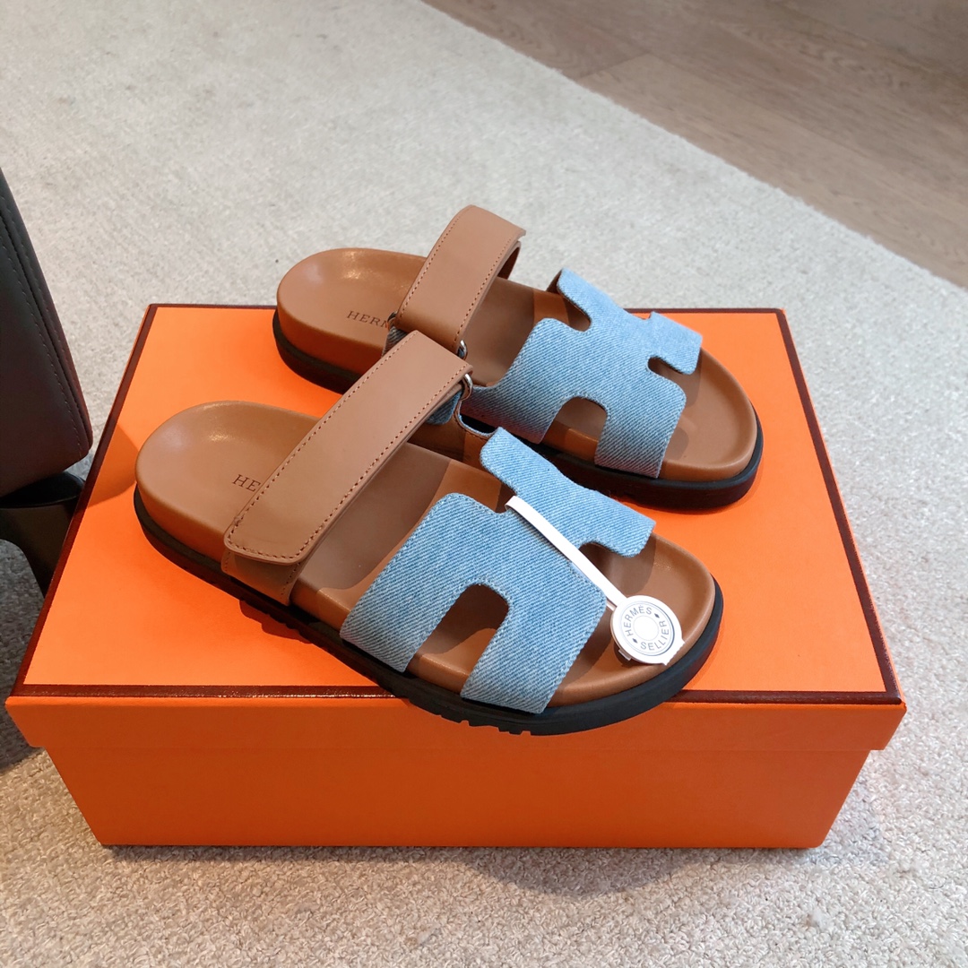 에르메스(HERMES) 투톤 배색 H 슬리퍼 신발