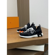 에르메스(Hermes) 데님 캔버스 & 스웨이드 믹스 스니커즈 신발