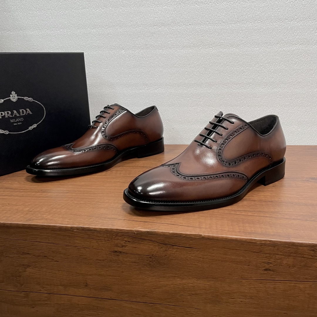 프라다(Prada) 수제 파티나 카프스킨 옥스퍼드 구두 신발