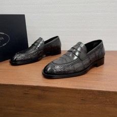 프라다(Prada) 수제 파티나 크로코 엠보 로퍼 구두 신발