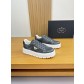 프라다(Prada) 폴리시드 카프스킨 & 실크 캔버스 스니커즈 신발