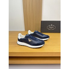 프라다(Prada) 나파 & 스웨이드 하이브리드 로고 스니커즈 신발