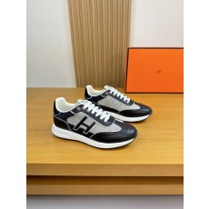 에르메스(Hermes) 나파 가죽 & 실크 캔버스 스니커즈 신발