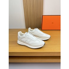 에르메스(Hermes) 나파 가죽 & 실크 캔버스 스니커즈 신발