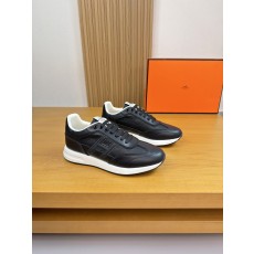 에르메스(Hermes) 나파 가죽 & 실크 캔버스 스니커즈 신발