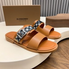 버버리(Burberry) TB 메탈 로고 크로스 레더 샌들 슬리퍼 신발