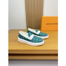 루이비통(LV) 나파 레더 & 모노그램 마크 스티치 스니커즈 슬립온 로퍼 신발