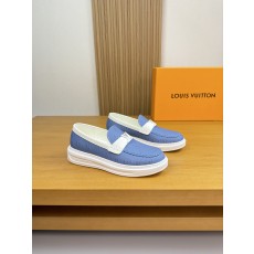 루이비통(LV) 나파 레더 & 모노그램 마크 스티치 스니커즈 슬립온 로퍼 신발