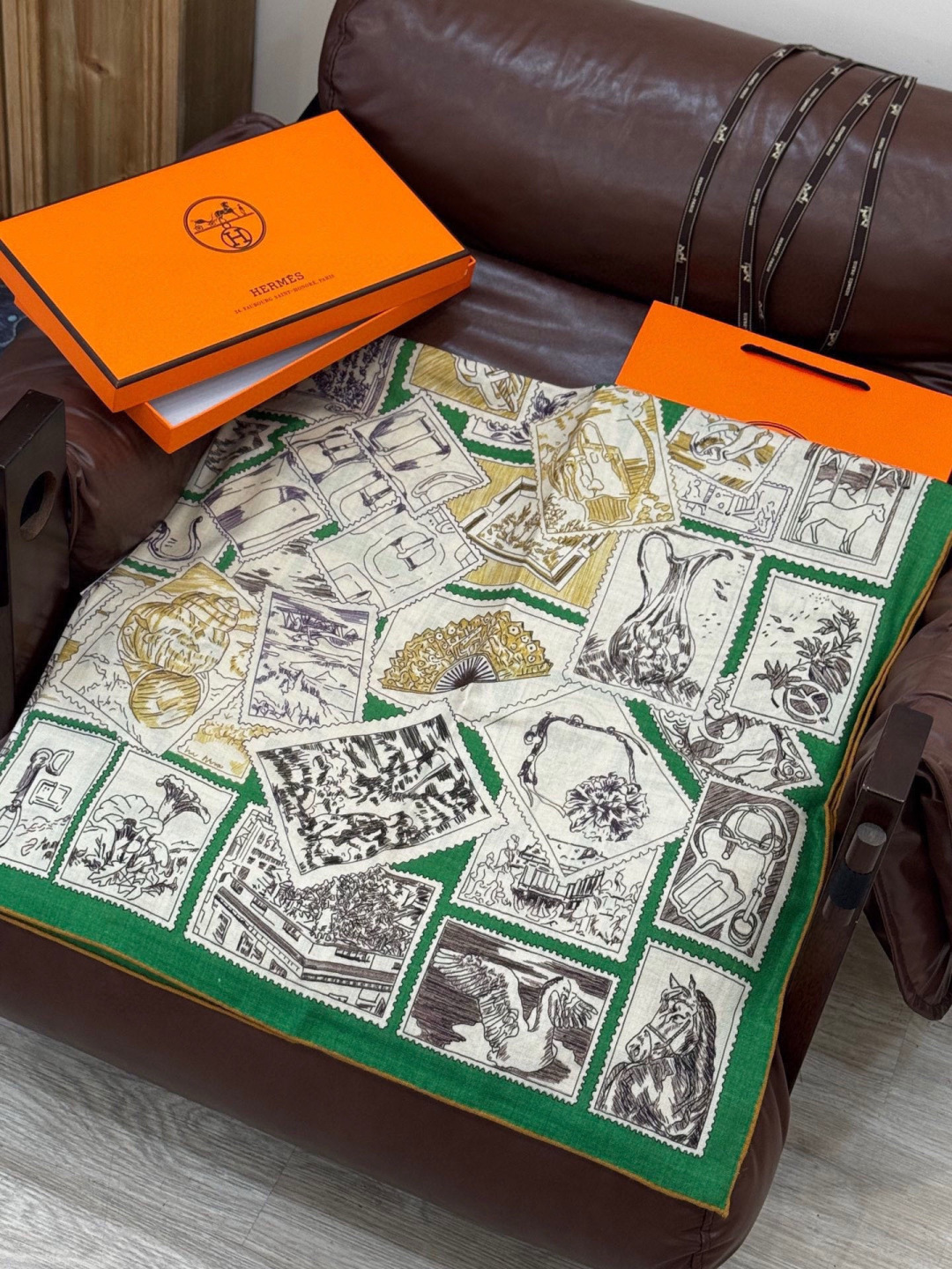 에르메스(HERMES) 캐시미어 실크 블렌드 더블페이스 숄 목도리 스카프