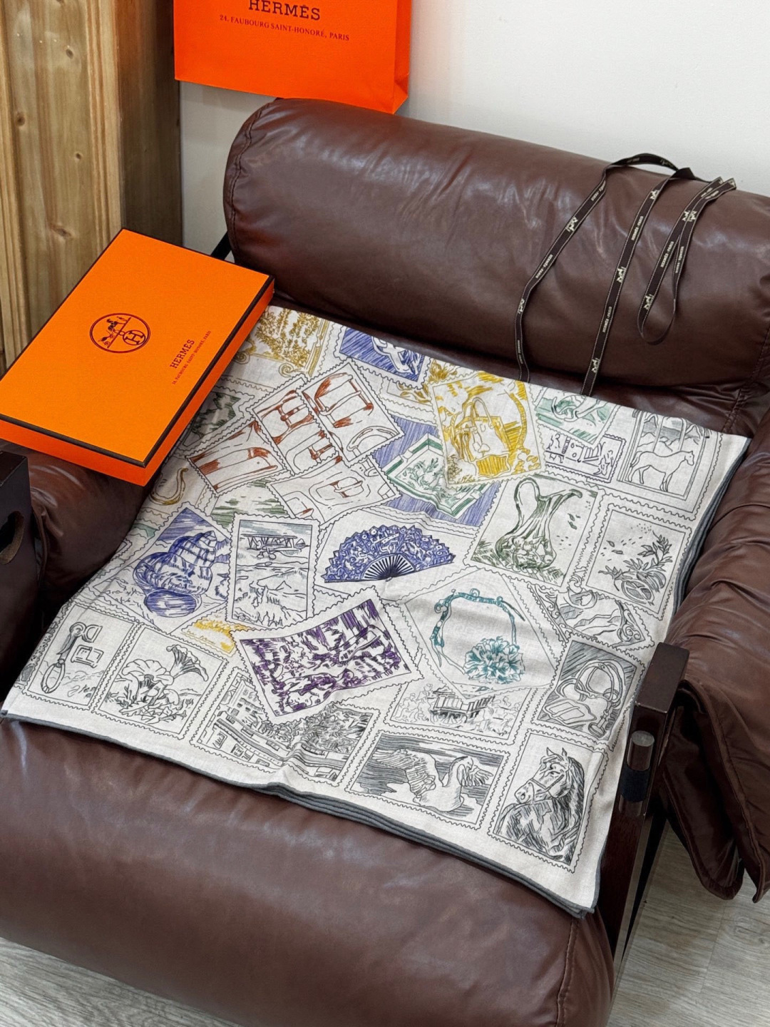 에르메스(HERMES) 캐시미어 실크 블렌드 더블페이스 숄 목도리 스카프