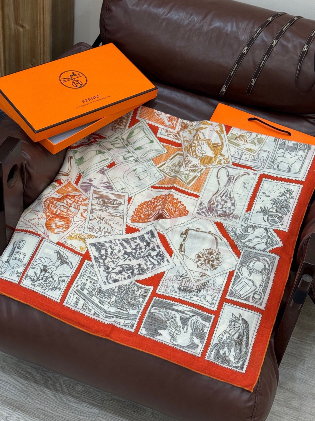 에르메스(HERMES) 캐시미어 실크 블렌드 더블페이스 숄 목도리 스카프