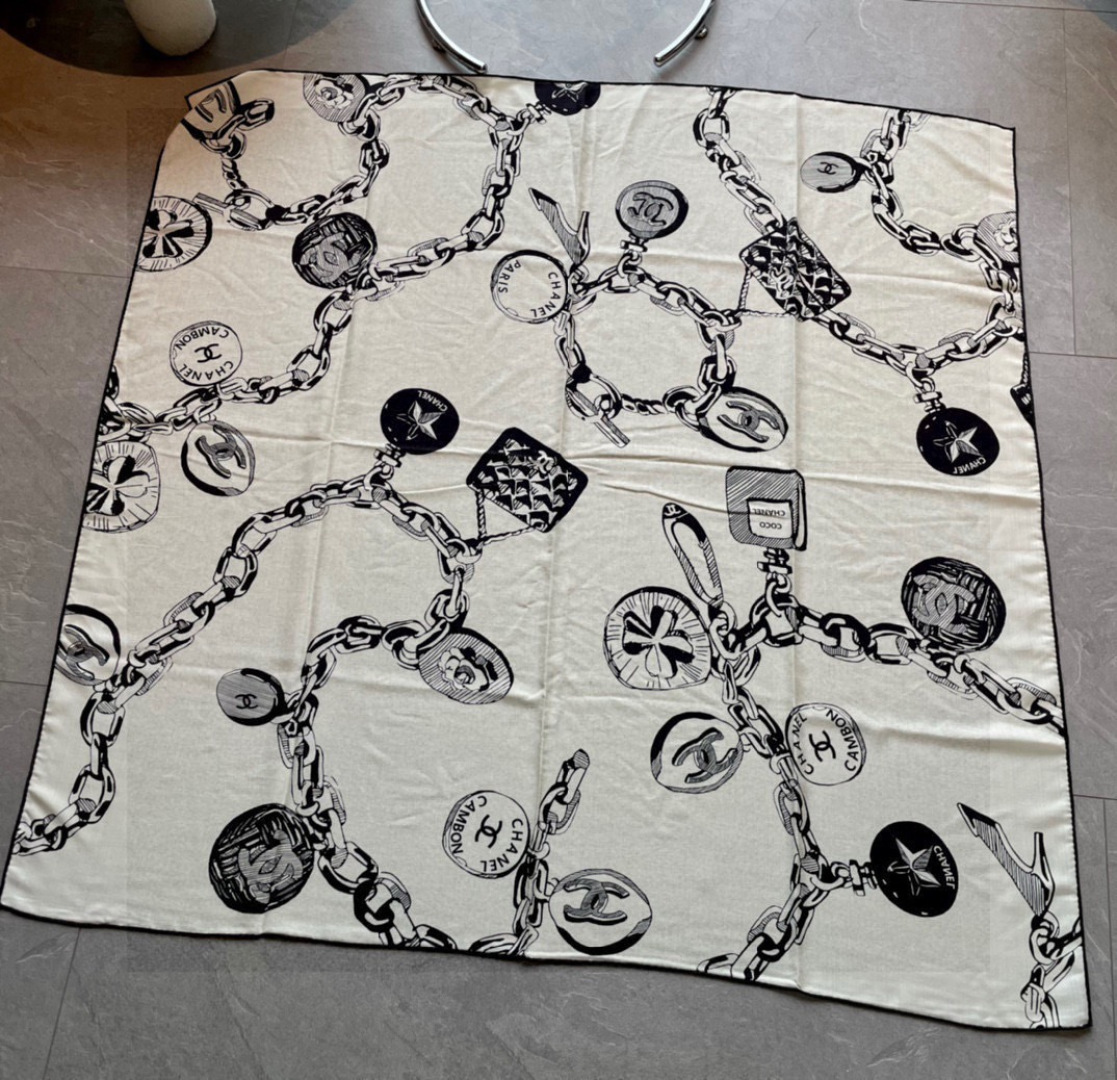 샤넬(CHANEL) 더블페이스 실크 캐시미어 숄 목도리 스카프