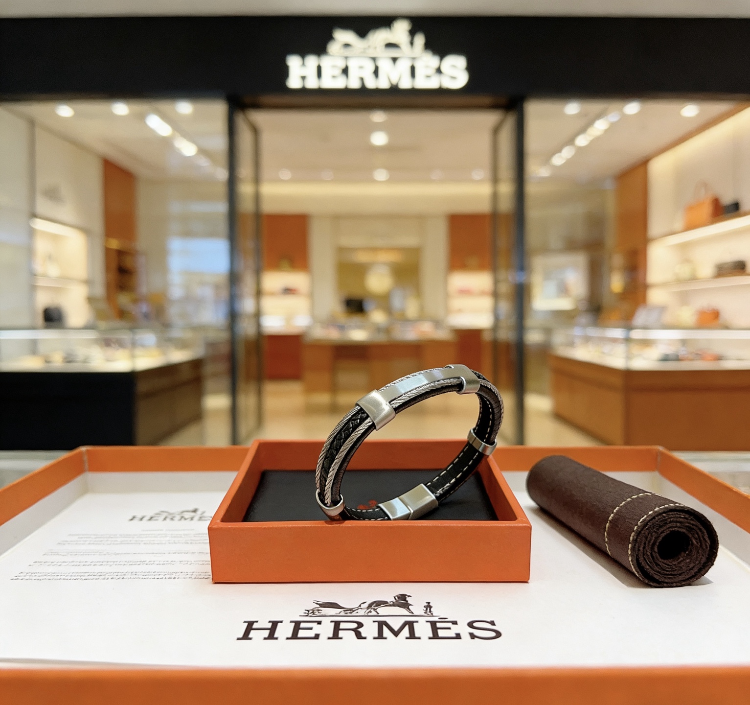 에르메스(HERMES) 가죽 스트랩 팔찌 악세사리
